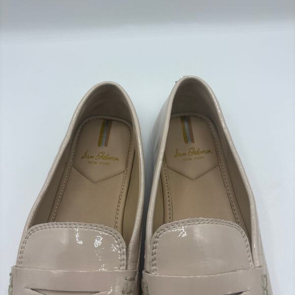 SAM EDELMAN Tucker Penny Loafers Patent Leather Clay Tan Cream Sz 8.5 - Picture 5 of 8